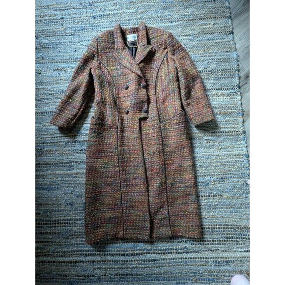 Lily & Taylor Designer Tweed Double Breasted Long Line Coat 18 Wool Crystal - Picture 10 of 11